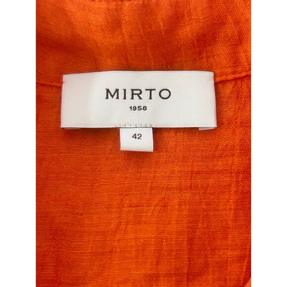 MIRTO 1956 Linen Blend Orange Blouse - Picture 8 of 11